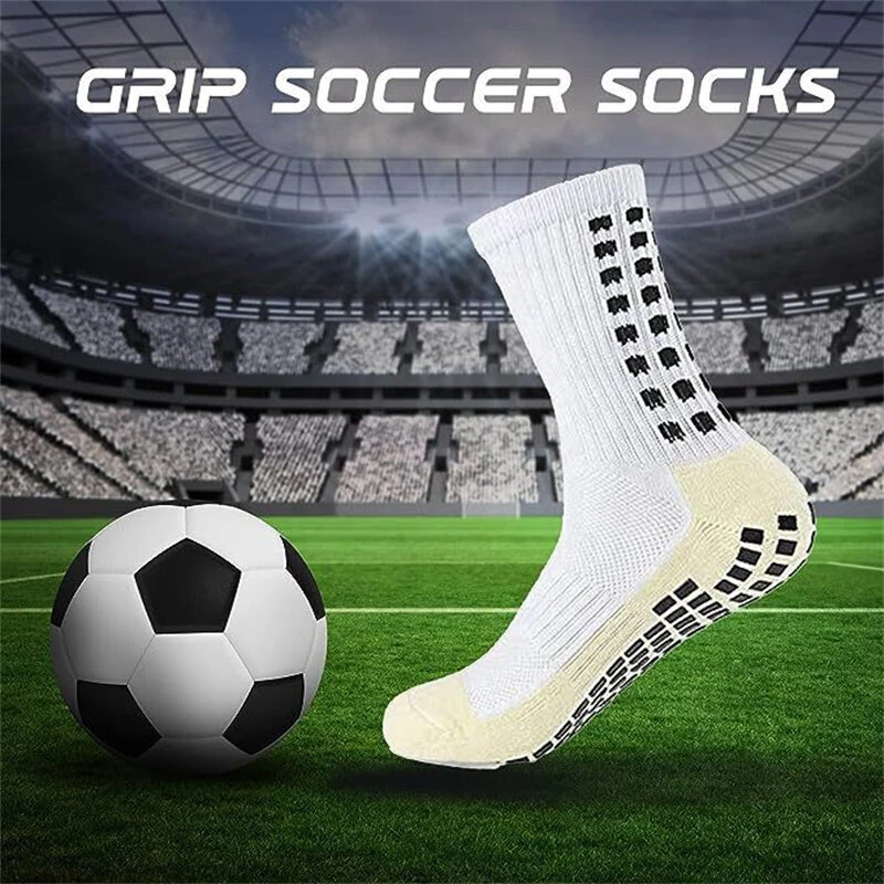 (image for) 1 Pair Men's Anti-Slip Sport Socks Football Soccer Basketball Tennis Outdoor Grip Cycling Riding Comfortable Non-Slip Design