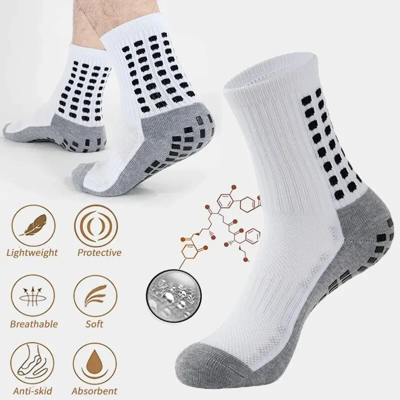 (image for) 1 Pair Men's Anti-Slip Sport Socks Football Soccer Basketball Tennis Outdoor Grip Cycling Riding Comfortable Non-Slip Design